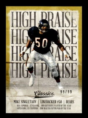 2018 Panini Classics #15 Mike Singletary High Praise Gold #/99 - Image 1 of 2