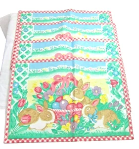 Ostern Tischsets Hase Kaninchen Korb Eier Blumen 4er Set handgewebt Baumwolle - Bild 1 von 13
