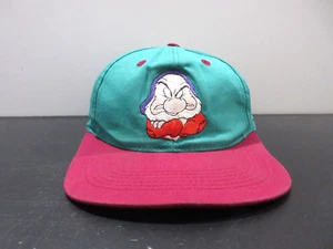 VINTAGE Disney Hat Cap Snap Back Green Grumpy Snow White Dwarfs Kids Boys Youth - Picture 1 of 9