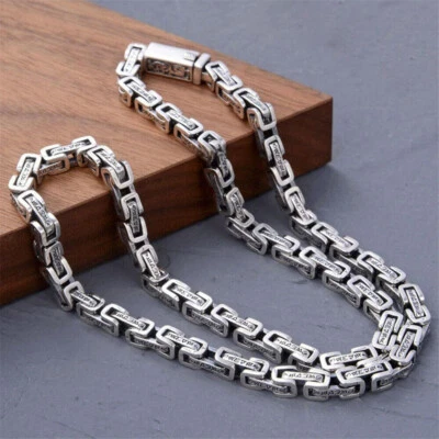 Pulsera collar eslabón bizantino cabeza dragón cadena plata esterlina pura S925 Foto 1 de 4