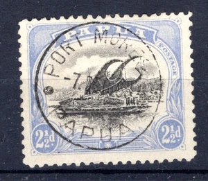 Papua 1907 sg 51a 2 1/2d pale ultram Ship with extra rudder posn 7 fine used CDS - Picture 1 of 1