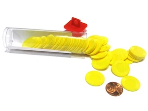 Set of 50 7/8" Easy Stacking Plastic Mini Playing Poker Chips - Yellow - Picture 1 of 2