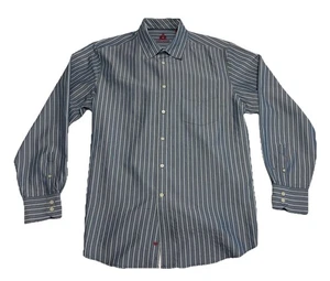 Herren Reunion blau gestreiftes Langarm Button Down Hemd Größe XL gesticktes Logo - Bild 1 von 8
