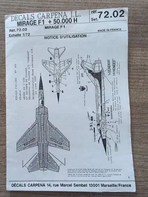 Décalcomanies Maquette Avion 1:72 Mirage F1 - Photo 1/4