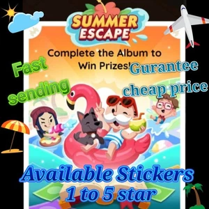 Monopoly Stickers_GO 1🌟- 5🌟(All Stickers Available)SUMMER ESCAPE CHEAPEST FAST - Picture 1 of 1