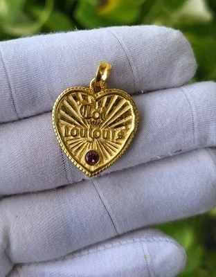 Colgante Toi Moi Toujours corazón plata esterlina 925 turmalina rosa natural 1,1" Foto 1 de 4