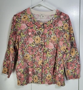 J.Jill Vintage Damen LG Stretch Blumen Cardigan Pullover 3/4 Arm Bloomcore - Bild 1 von 12