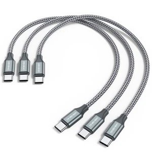 Câble USB C vers C (Pack de 3 1ft),Court Type C Charge Rapide Nylon Tressé... - Photo 1/6