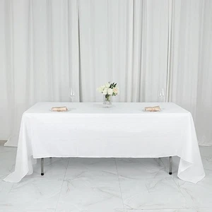 WHITE 60x126 RECTANGLE POLYESTER TABLECLOTH Wedding Party Catering Kitchen - Picture 1 of 8