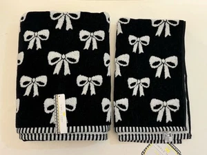 Simple Home Black White Bows Bath Hand Towel Set Coquette Bathroom Decor - Picture 1 of 7