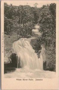 Postal de saludos de JAMAICA de la década de 1960 "White River Falls" parte posterior indivisa / SIN USAR - Imagen 1 de 2
