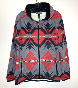 Lauren Ralph Lauren Aztec Hoodie Damen XL rot grau Full Zip - Bild 1 von 8
