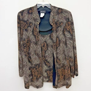 Kathy Roberts Size 18W Top Jacket w/ Cami 2 in 1 Look Paisley Sparkle Design - Picture 1 of 9