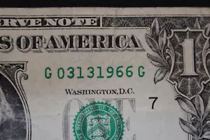 2013 ONE DOLLAR FANCY BIRTHDAY/ANNIVERSARY NOTE MARCH 13, 1966 SN G 03131966 G - Picture 1 of 3