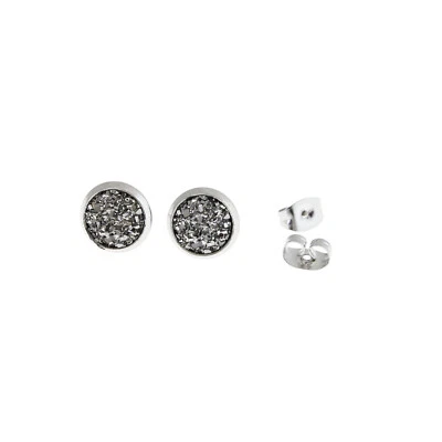 Pendientes Druzy Plata - Tachuela Acero Inoxidable - 8mm - 2 Piezas 1 Par - ER215 Foto 1 de 3