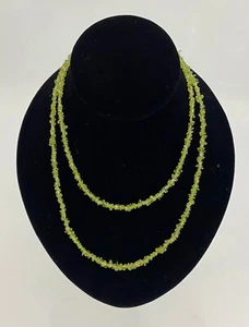 COLLANA SCHEGGIA PIETRA PERIDOTO NATURALE 36 POLLICI cristallo guarigione chakra moda - Foto 1 di 2