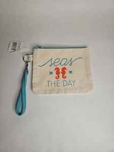 Seas The Day Canvas Wristlet, Beach Theme - Picture 1 of 7