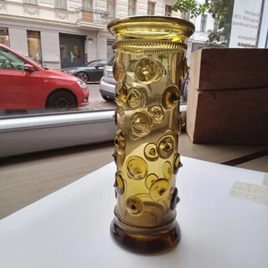 Altes Stangenglas mit Warzennuppen, Römerglas, Waldglas mit Abriss, Murano? - Bild 1 von 3