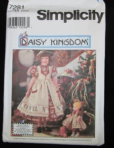 Vtg 1996 Simplicity #7281 DAISY KINGDOM Child & Doll Dress Pattern Sz 3-6 UNCUT - Picture 1 of 5