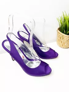 Planet Ladies Purple Open Peep Toe Stilettos High Heeled Shoes Size 7 - Picture 1 of 8