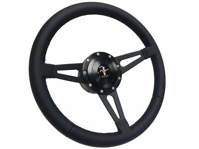 1968-78 Ford Mustang 9-Bolt Black Leather Steering Wheel Kit, Running Pony - Image 1 of 4