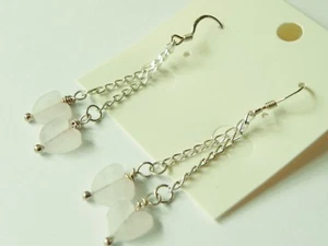 Rose quartz hearts with sterling silver chain and shepherds hook earrings - Picture 1 of 2