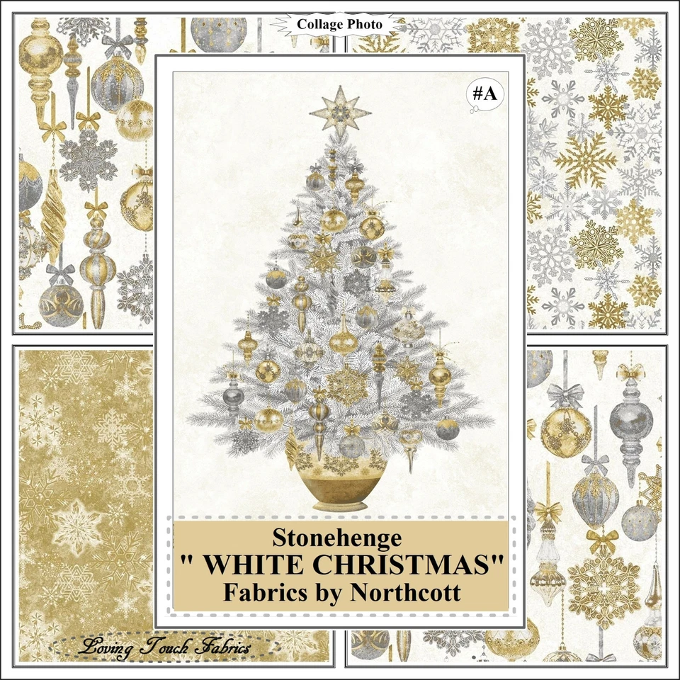 NORTHCOTT "STONEHENGE BLANCO NAVIDAD" ADORNOS COPOS DE NIEVE TELAS METÁLICAS Foto 1 de 1