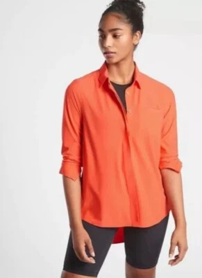 Новый с Ярлыками Athleta Urbanite полулегкий S блузка верхний оранжевый маленький $119 новый - Изображение 1 из 4