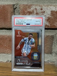 LIONEL MESSI 22 PRIZM WORLD CUP SCORERS CLUB PSA 19 GEM MINT CARD GOAT - Picture 1 of 4