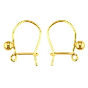 9ct Yellow Gold Earring Ear Wires + Bead Safety Drop Hooks Jewellery Making - Picture 1 of 1