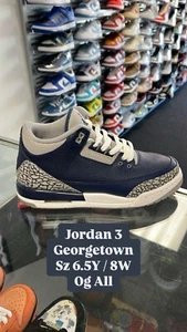 NIKE AIR JORDAN 3 RETRO OG SZ 6.5Y GEORGETOWN 398614-401 AUTHENTIC BOX CLEAN - Picture 1 of 5