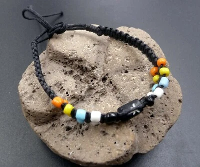 Armband Schwarz Surferarmbändchen verstellbar Ethno Boho Natur Unisex - Bild 1 von 3