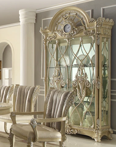 CHINA CABINET ANTIQUE GLASS  CURIO CREAM CUPBOARDS FORMAL DINING ROOM FURNITURE Cover