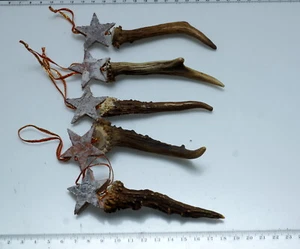  Schöner weihnachtlicher Baumschmuck aus 5 echten Geweihstangen - Bild 1 von 2