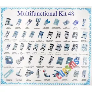 48 PCS Presser Feet fits Singer,Brother,Janome,Elna, Kenmore,low shank machines - Picture 1 of 5