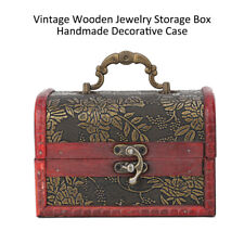Vintage Square Jewelry Storage Box Handmade Wooden Decorative Display Case SLK