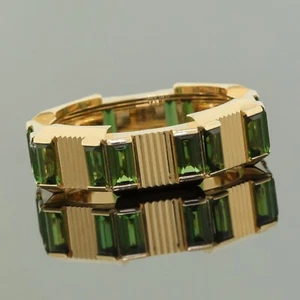 Gucci Link To Love Green Tourmaline Stack Band Ring Size 6.5 - 18K Yellow Gold - Picture 1 of 6