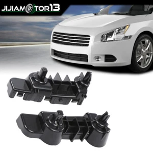 Fit For 2009-2015 Nissan Maxima Sedan Pair Front Bumper Brackets Plastic Black - Picture 1 of 9