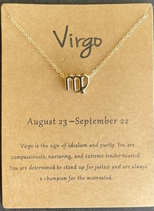 Virgo Zodiac Sign Choker Necklace Horoscope Yellow Gold Plated - Picture 1 of 5