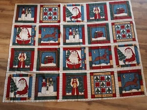 Tela acolchada panel de Navidad 1 yarda 20 cuadrados vintage costura Santa muñeco de nieve - Imagen 1 de 4