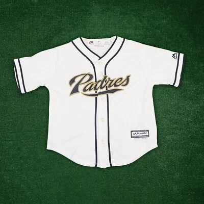 Camiseta deportiva base fresca de los Padres de San Diego MLB Majestic blanca para niños pequeños Foto 1 de 4