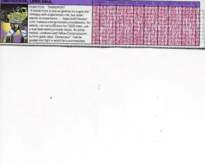 Transformers Original G1 1985 Constructicon Long Haul Tech Spec - Picture 1 of 1