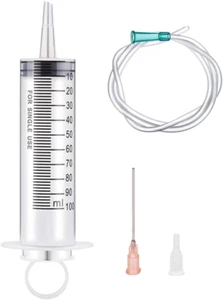 1 Siringa Da 100 Ml/Cc Con Tubi E Ago Smussato, Riutilizzabile, Confezione Singo - Foto 1 di 12