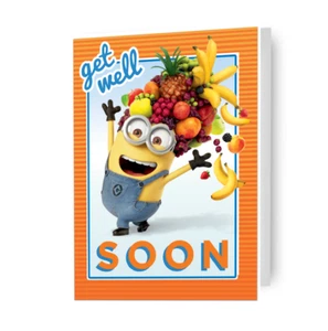 Tarjeta Get Well Soon Despicable Me Minions incluye sobre 7x5 pulgadas - Imagen 1 de 7