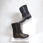 Chaps Gari Women's Suede Leather Strappy Buckle Mid-shaft Boots Sz. 7.5b Brown
