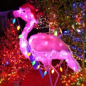 5 ft Flamingo Acrylic LED Christmas Light Yard Sculpture Tropical Beach Sea Life - Picture 1 of 10