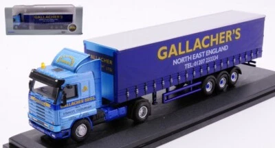 MODELLINO CAMION STATICO OXFORD SCANIA 113 40FT CURTAINSIDE GALLACHER'S 1/76 - Immagine 1 di 4