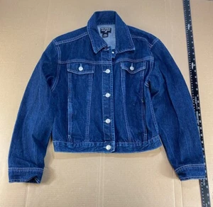 Minty Ralph Lauren Women's Denim Jacket Dark Wash Button Up Size Youth XL - Picture 1 of 9