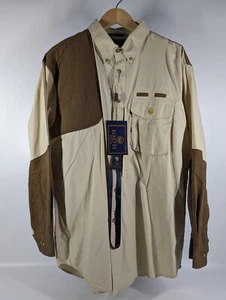 BERETTA - Mens XL - Padded Shoulder Shooting Hunting Shirt - Tan / Brown - NEW - Picture 1 of 15