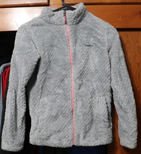 Columbia Fire Side Sherpa Full Zip Jacket Gray Girls Youth Medium YM 10/12 - Picture 1 of 5